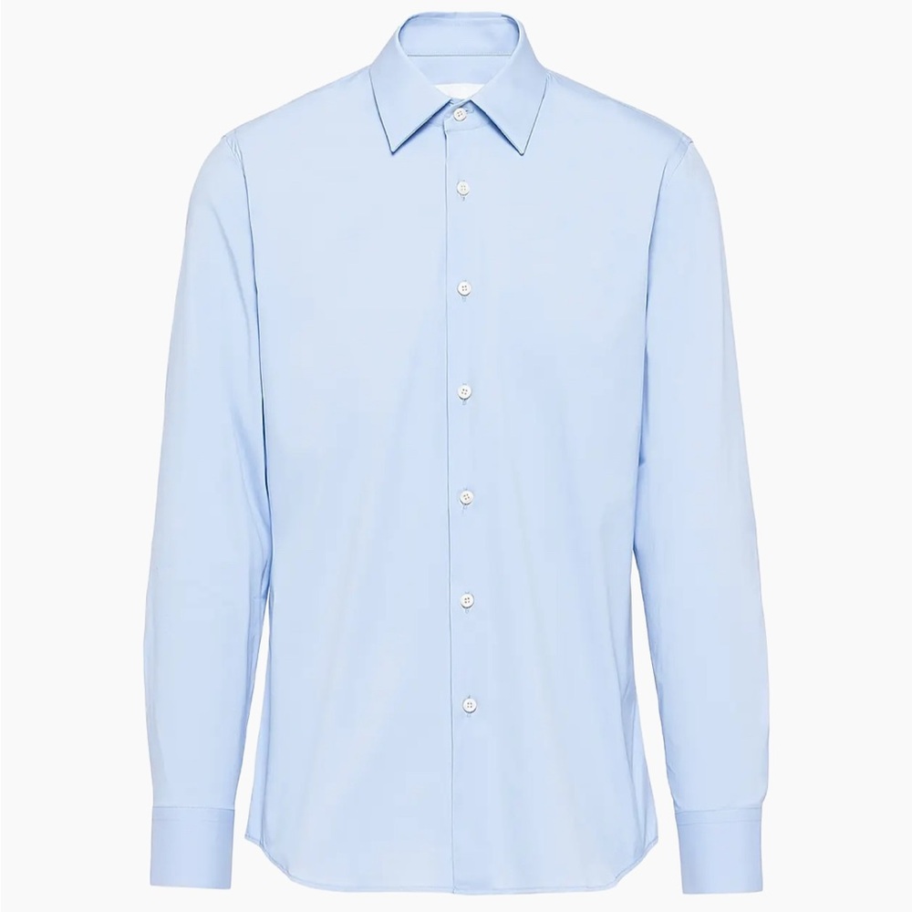 Prada Men’s Light Blue Cotton Button-Down Dress Shirt
